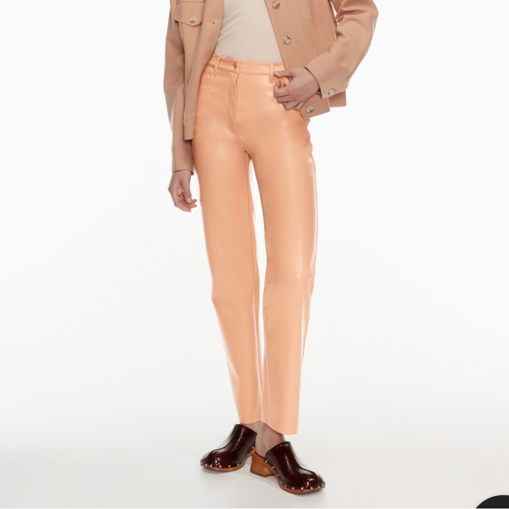 Aritizia Wilfred peachy nude vegan leather pants